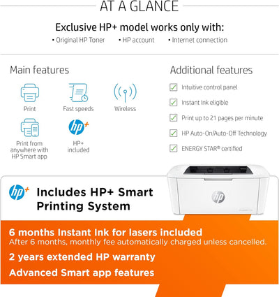 HP LaserJet M110we Wireless Black and White Laser Printer with 6 Months Instant Ink - Prime Office Products -