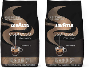 Lavazza Espresso Italiano Whole Bean Coffee Blend, Medium Roast, 100% Rich-bodied Arabica 2.2 Pound Bag, Non GMO (2-Pack) - Prime Office Products -