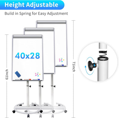 Mobile Dry Erase Board – 40x28 inches Magnetic Portable Whiteboard with 25-Sheet Paper Pad - Prime Office Products -