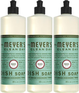 Mrs. Meyer's Liquid Dish Soap, Biodegradable Formula, 16 fl. oz - Pack of 3 - Prime Office Products - Basil