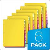 Oxford Plastic Binder Dividers, 8 Tab, Insertable Multicolor Tabs, Letter Size, 6 Sets (89601) - Prime Office Products -