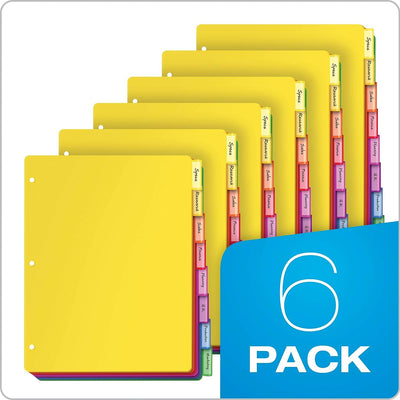 Oxford Plastic Binder Dividers, 8 Tab, Insertable Multicolor Tabs, Letter Size, 6 Sets (89601) - Prime Office Products -