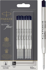 Parker Ballpoint Pen Refills, Medium Point, Black, with QUINKflow Ink - Prime Office Products - Pack of 6