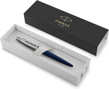 Parker Jotter Ballpoint Pen, Stainless Steel with Chrome Trim, Medium Point Blue Ink, Gift Box - Prime Office Products - Royal Blue