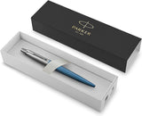 Parker Jotter Ballpoint Pen, Stainless Steel with Chrome Trim, Medium Point Blue Ink, Gift Box - Prime Office Products - Waterloo Blue