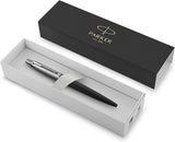 Parker Jotter Ballpoint Pen, Stainless Steel with Chrome Trim, Medium Point Blue Ink, Gift Box - Prime Office Products - Bond Street Black