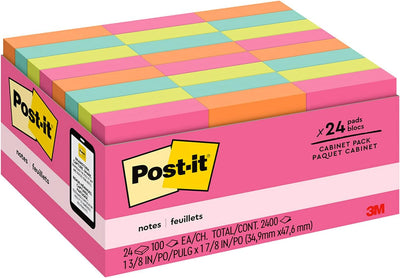 Post-it Mini Notes, 1.5x2 in, Poptimistic Collection, Magenta, Pink, Blue, Green, 24 Pads - Prime Office Products -