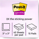 Post-it Super Sticky Notes, Limited Edition Collection, 3x3 in, 15 Pads/Pack - Prime Office Products -