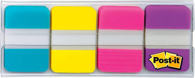 Post-it Tabs with easy dispenser, 1 inch, Aqua, Yellow, Pink, Violet, 88-count sticky tabs - Prime Office Products -