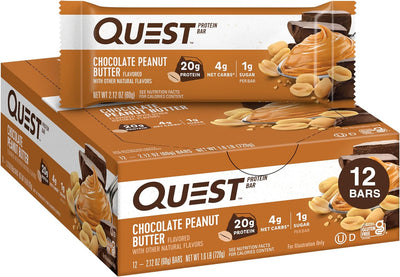 Quest Nutrition Protein Bars, High Protein, Low Carb, Gluten Free, Keto Friendly, 12 Count - Prime Office Products - Chocolate Peanut Butter