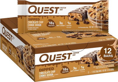 Quest Nutrition Protein Bars, High Protein, Low Carb, Gluten Free, Keto Friendly, 12 Count - Prime Office Products - Dipped Chocolate Chip Cookie Dough