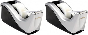 Scotch Desktop Tape Dispenser, Silvertech Two-Tone (C60-ST) (Pack of 2) - Prime Office Products -