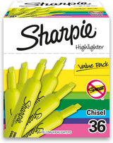 SHARPIE Tank Highlighters, Chisel Tip, Assorted Colors, Value Pack, 36-Count - Prime Office Products - 36 Count Yellow