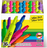 SHARPIE Tank Highlighters, Chisel Tip, Assorted Colors, Value Pack, 36-Count - Prime Office Products - 36 Count Yellow