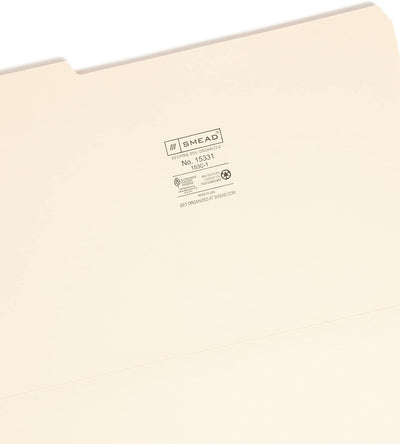 Smead Standard Legal Size File Folders, Manila, 1/3-Cut Tabs, 100-Count - Prime Office Products -