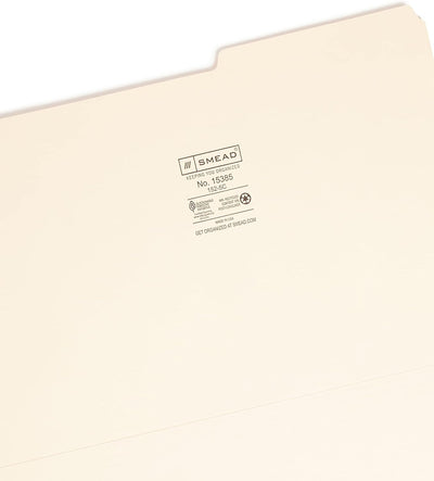 Smead Standard Legal Size File Folders, Manila, 1/3-Cut Tabs, 100-Count - Prime Office Products -