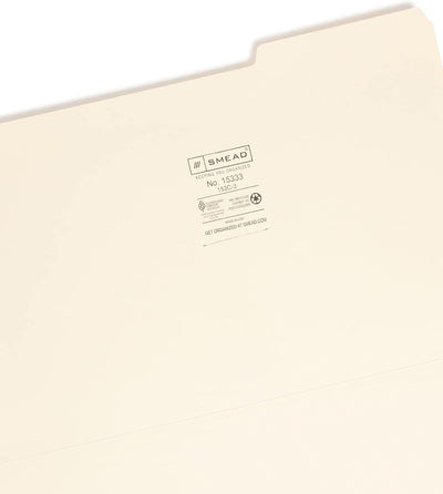 Smead Standard Legal Size File Folders, Manila, 1/3-Cut Tabs, 100-Count - Prime Office Products -