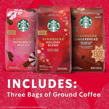 Starbucks Ground Coffee Fall Holiday Bundle, Medium Roast, 100% Arabica, Limited Edition, 3 Bags - Prime Office Products - Holiday Blend | Peppermint Mocha | Gingerbread