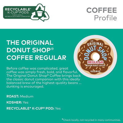 The Original Donut Shop Regular Keurig Single-Serve K-Cup Pods, Medium Roast Coffee, 96 Count (4 Packs of 24) - Prime Office Products -