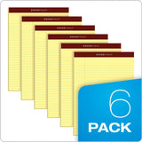 Tops Docket Gold Writing Pads, 8-1/2" x 11-3/4", Legal Rule, Canary Paper, Perforated, 50 Sheets, 6 Pack - Prime Office Products -