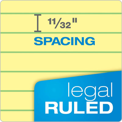 Tops Docket Gold Writing Pads, 8-1/2" x 11-3/4", Legal Rule, Canary Paper, Perforated, 50 Sheets, 6 Pack - Prime Office Products -