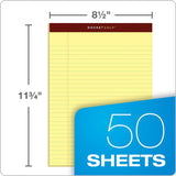 Tops Docket Gold Writing Pads, 8-1/2" x 11-3/4", Legal Rule, Canary Paper, Perforated, 50 Sheets, 6 Pack - Prime Office Products -