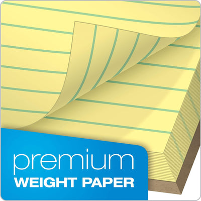 Tops Docket Gold Writing Pads, 8-1/2" x 11-3/4", Legal Rule, Canary Paper, Perforated, 50 Sheets, 6 Pack - Prime Office Products -