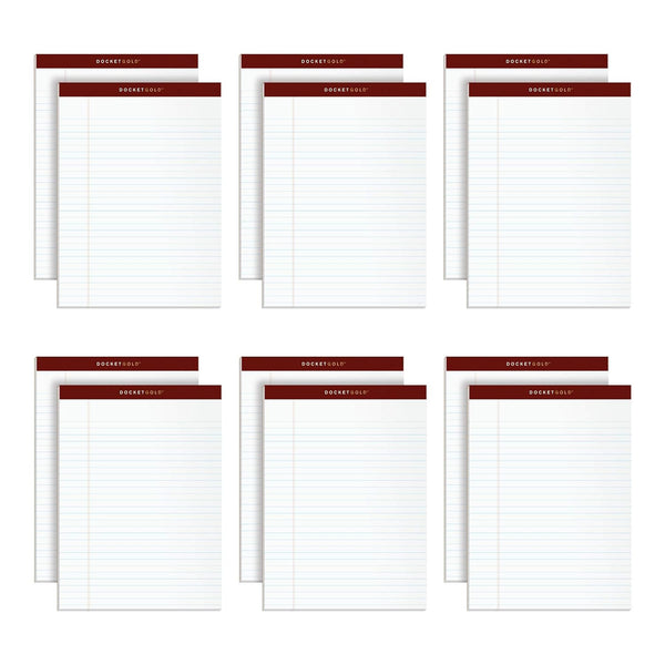 TOPS Docket Gold Writing Pads, 8-1/2 x 11-3/4, Legal Rule, White Paper, 50 Sheets, 12 Pack (63960) - Prime Office Products -