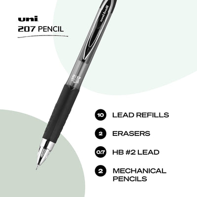 Uni-Ball 207 Mechanical Pencil, 0.7mm, HB #2, Black Barrel, 12 Count - Prime Office Products -