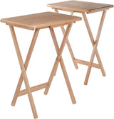 Winsome Alex TV Solid Wood Entertaining Snack Table, Natural Grain, 2-Pack - Prime Office Products -