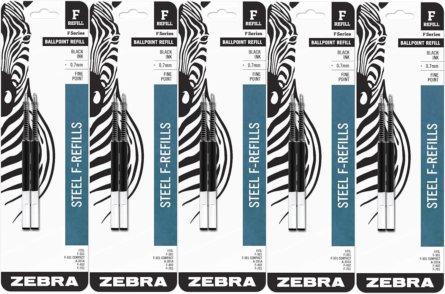 zebra-f-series-ballpoint-stainless-steel-pen-refill-fine-point-0-7mm-black-ink-10-count