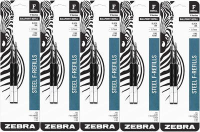 Zebra F-Series Ballpoint Stainless Steel Pen Refill, Fine Point, 0.7mm, Black Ink, 10-Count - Prime Office Products -